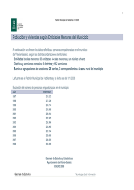 Población Y Viviendas Según Entidades Menores Del Municipio