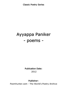 Ayyappa Paniker - Poems