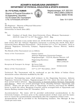 Final Communication Letter of SZ IU Chess (Women) Tournament 2019-20