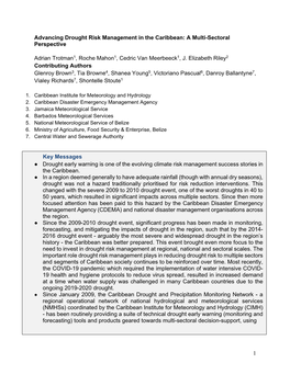 1 Advancing Drought Risk Management In