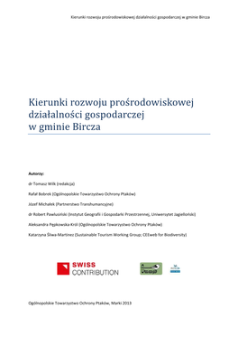 Kierunki Rozwoju Proś Rodowiśkowej Działalnoś Ci Gośpodarczej W Gminie Bircza