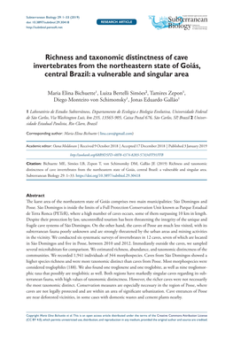 ﻿Richness and Taxonomic Distinctness of Cave Invertebrates from The