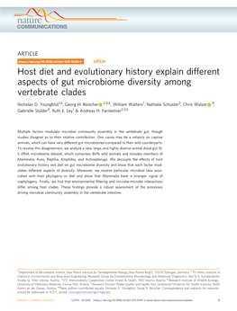 Host Diet and Evolutionary History Explain Different Aspects of Gut Microbiome Diversity Among Vertebrate Clades