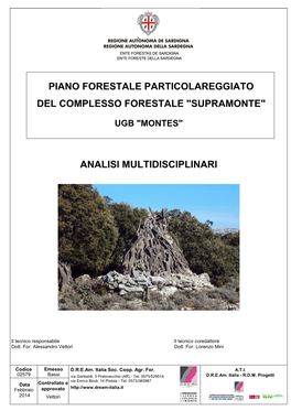 Piano Forestale Particolareggiato Del Complesso Forestale "Supramonte"