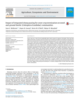 Impact of Integrated Sheep Grazing for Cover Crop Termination on Weed