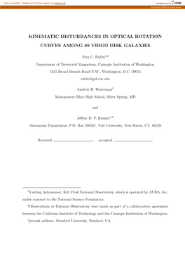 Kinematic Disturbances in Optical Rotation Curves Among 89 Virgo Disk Galaxies