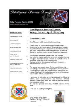 Intelligence Service Europe, Year 7, Issue 2, April / May 2014 Achim