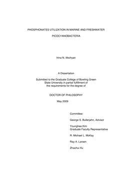 Phosphonates Utilization in Marine and Freshwater