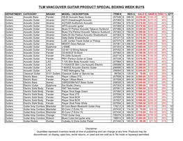 Tlm Vancouver Guitar Product Special Boxing Week Buys