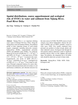 Spatial Distributions, Source Apportionment and Ecological Risk of Svocs in Water and Sediment from Xijiang River, Pearl River Delta