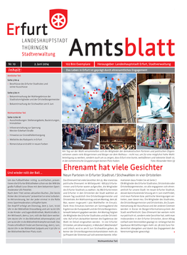 Amtsblatt Nr. 10 Vom 02.06.2014 Der Landeshauptstadt Erfurt