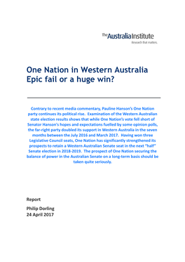 One Nation in Western Australia Epic Fail Or a Huge Win?