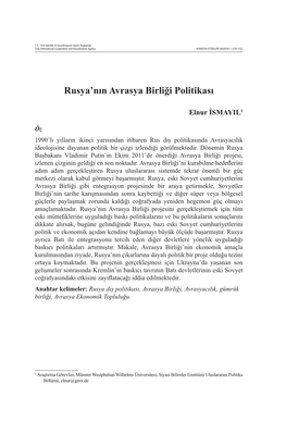 Rusya'nın Avrasya Birliği Politikası