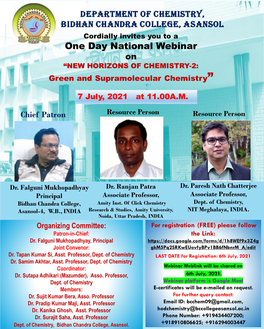 One Day National Webinar on “NEW HORIZONS of CHEMISTRY-2: Green and Supramolecular Chemistry”