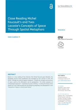 Close Reading Michel Foucault's and Yves Lacoste's Concepts of Space