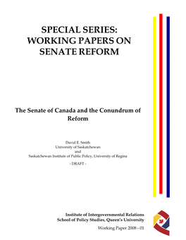 Working Papers on Senate Reform