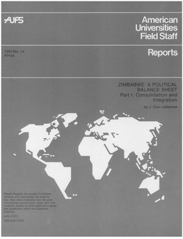 ZIMBABWE: a POLITICAL BALANCE SHEET Part I: Consolidation and Integration by J