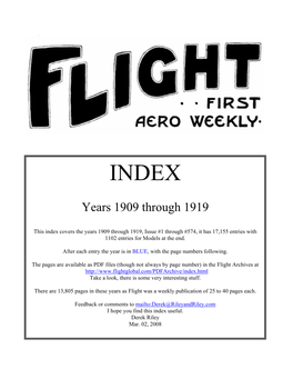 For FLIGHT 1909 to 1919