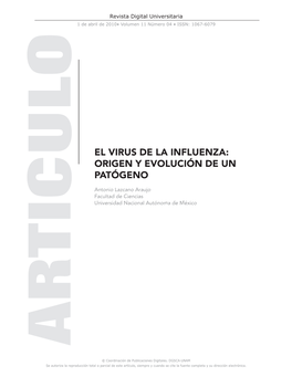 El Virus De La Influenza: Origen Y Evolución De Un Patógeno