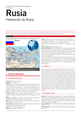 FICHA PAÍS Rusia Federación De Rusia