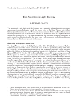 The Avonmouth Light Railway