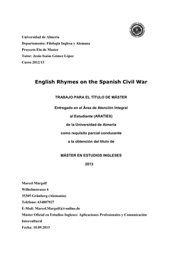 English Rhymes on the Spanish Civil War