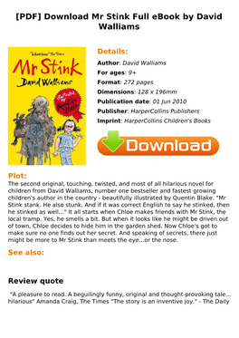 [PDF] Download Mr Stink Full Ebook by David Walliams