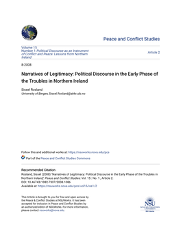 Political Discourse in the Early Phase of the Troubles in Northern Ireland