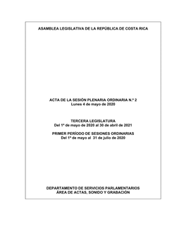 Asamblea Legislativa De La República De Costa Rica