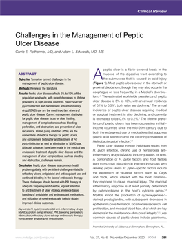 Challenges in the Management of Peptic Ulcer Disease Carrie E