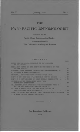 THE Pan-Pacific Entomologist