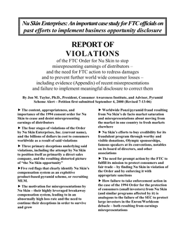 Report of Violations