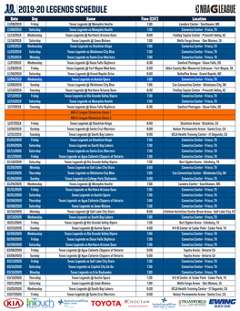 2019-20 Legends Schedule