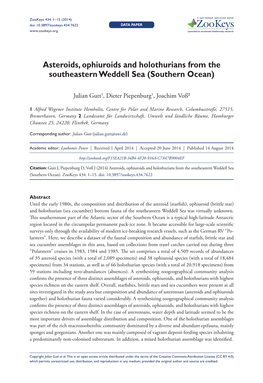 ﻿Asteroids, Ophiuroids and Holothurians from the Southeastern