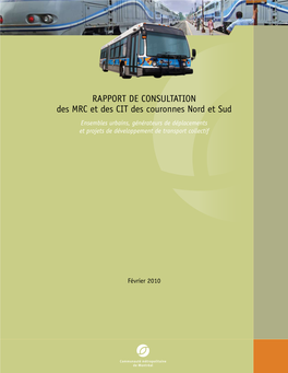 Rapport De Consultation Des MRC Et Des CIT Des Couronnes Nord Et