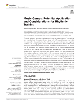 Potential Application and Considerations for Rhythmic Training