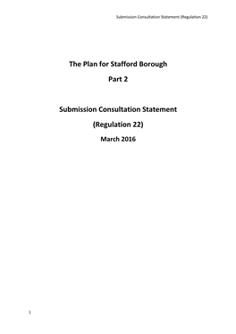 The Plan for Stafford Borough Part 2 Submission Consultation Statement