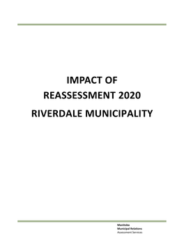 Impact of Reassessment 2020 Riverdale Municipality to Yellowhead