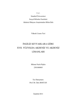 Ingiliz Seyyahlara Göre Xvii. Yüzyilda Akdeniz Ve Akdeniz Limanlari