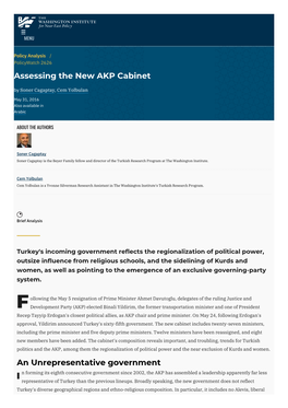 Assessing the New AKP Cabinet | the Washington Institute