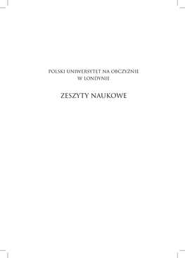 ZESZYTY NAUKOWE Polski Uniwersytet Na Obczyźnie Składa Podziękowanie