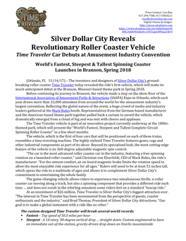 Silver Dollar City Reveals Revolutionary Roller Coaster Vehicle Time Traveler Car Debuts at Amusement Industry Convention