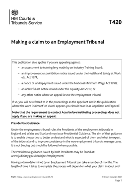 Making a Claim to an Employment Tribunal