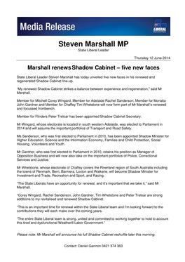 Steven Marshall MP State Liberal Leader