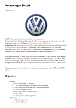 Volkswagen Styled Original Source
