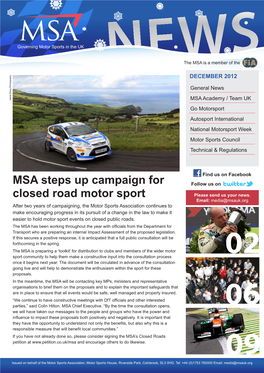 MSA Steps up Campaign for Closed Road Motor Sport