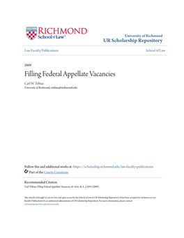 Filling Federal Appellate Vacancies Carl W