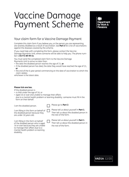 Vaccine Damage Payment Claim Form