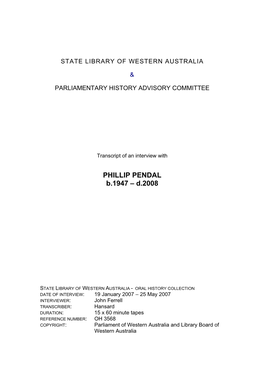 PHILLIP PENDAL B.1947 – D.2008