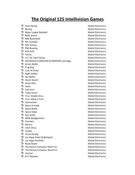 The Original 125 Intellivision Games